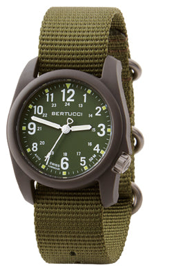 Bertucci Watch - DX3 Field Watch Olive Dial w/ Forest Nylon Strap