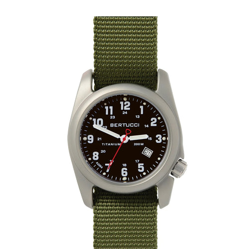 Bertucci Field Watches - A-2T Original Classic  Black Dial w/ Forest Nylon Band
