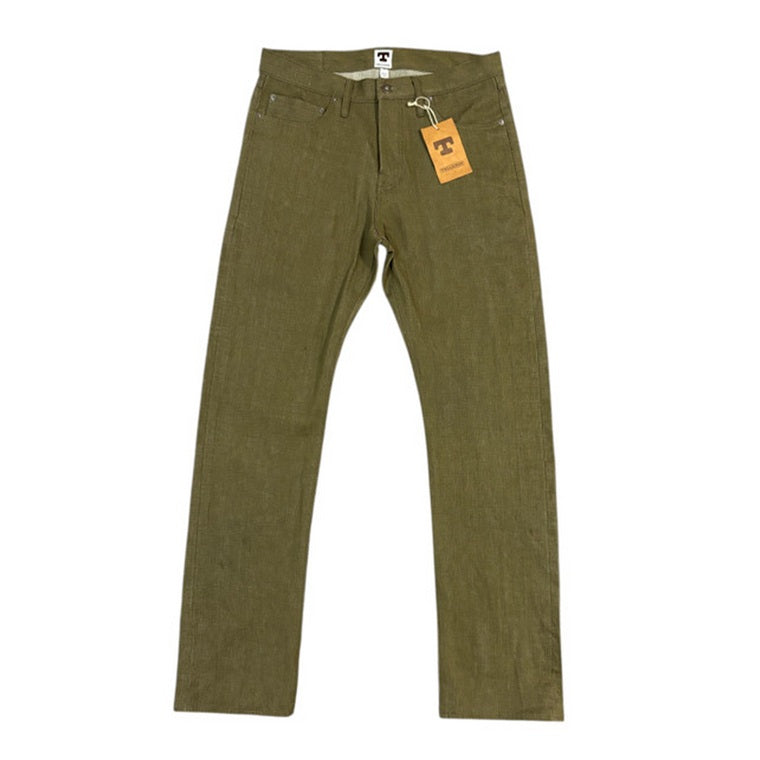 Tellason - Ankara Straight Leg Olive/Brown Selvedge Jean
