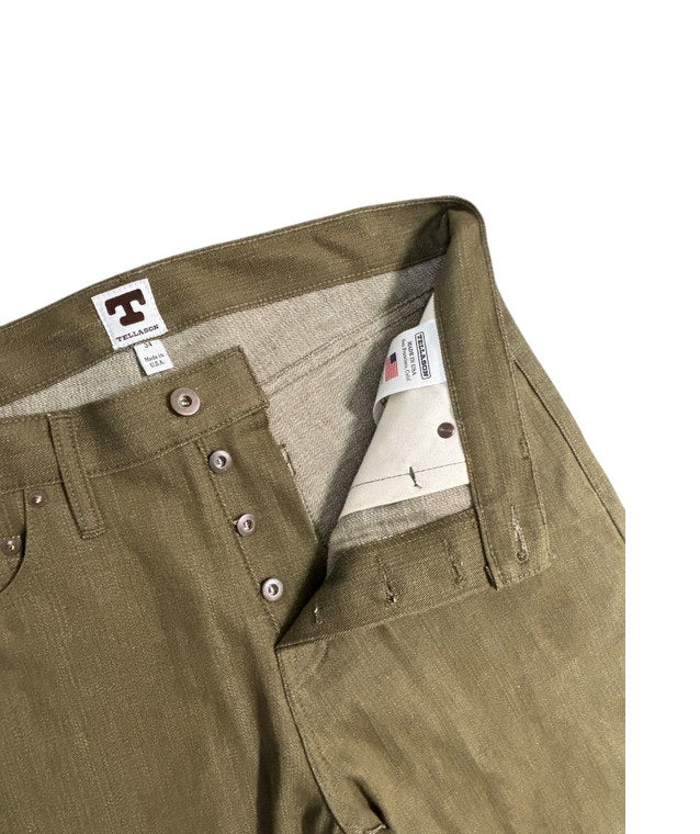 Tellason - Ankara Straight Leg Olive/Brown Selvedge Jean