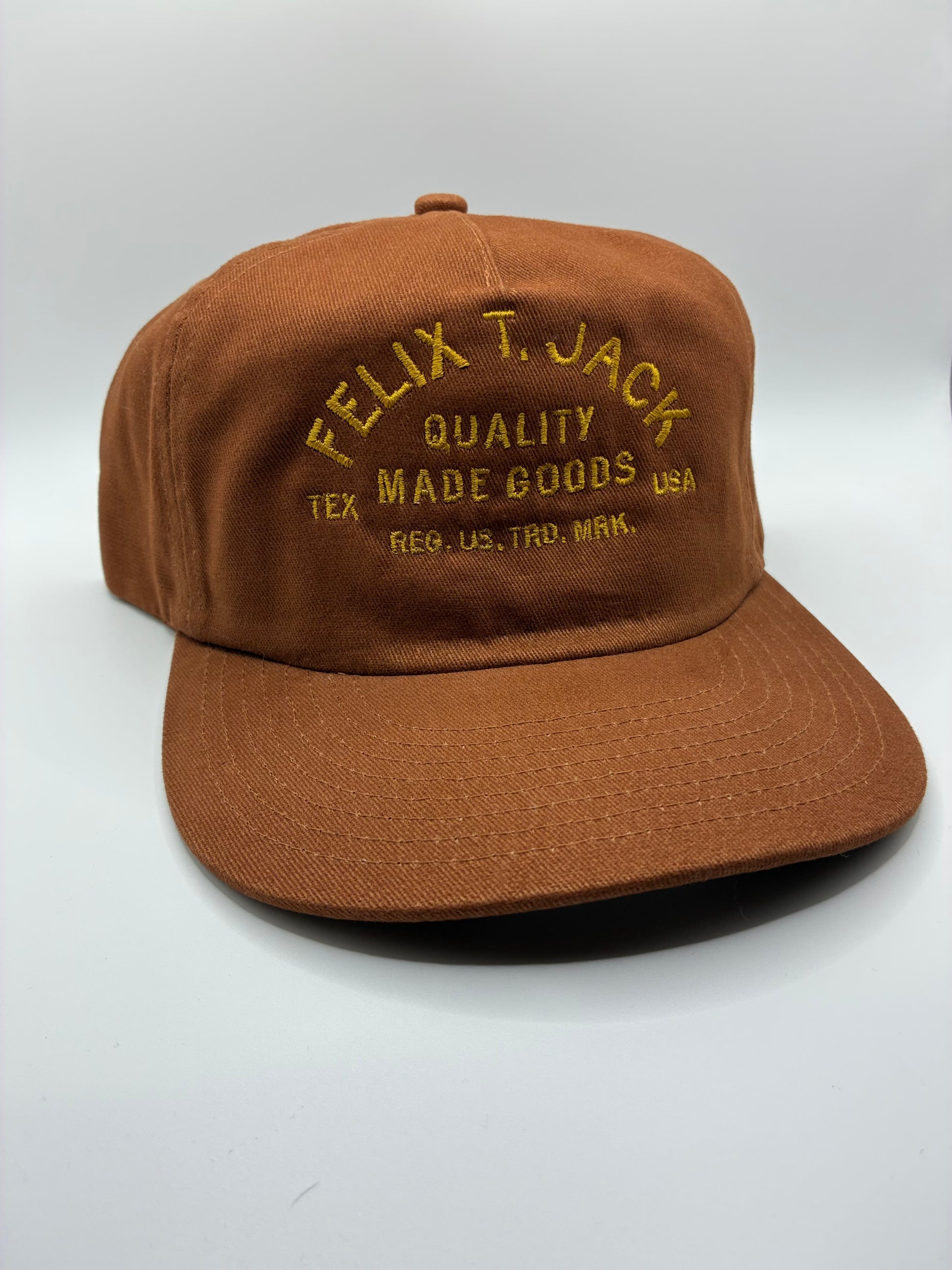 Felix T. Jack - Quality Made Goods 5 Panel Cotton Twill Hat in Rust