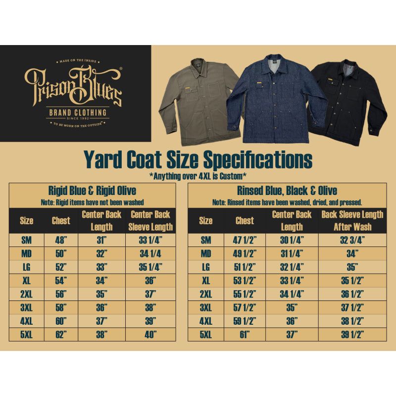 Prison Blues - Yard Coat Rinsed Black Unlined