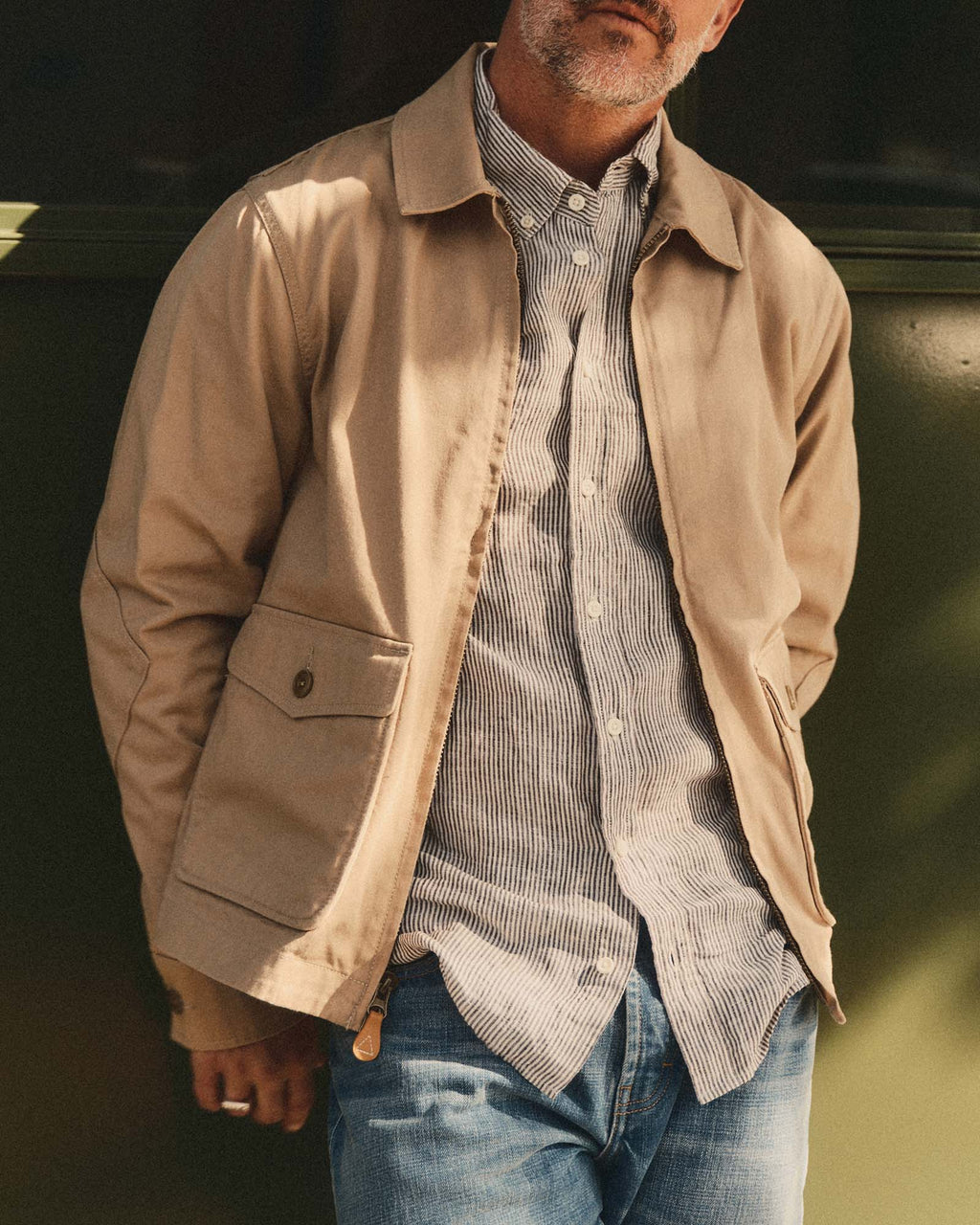 Taylor Stitch - The Airman Jacket in Organic Khaki Foundation Twill