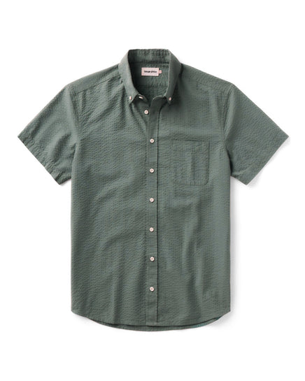 Taylor Stitch - The Jack Short Sleeve Jack in Deep Sea Seersucker