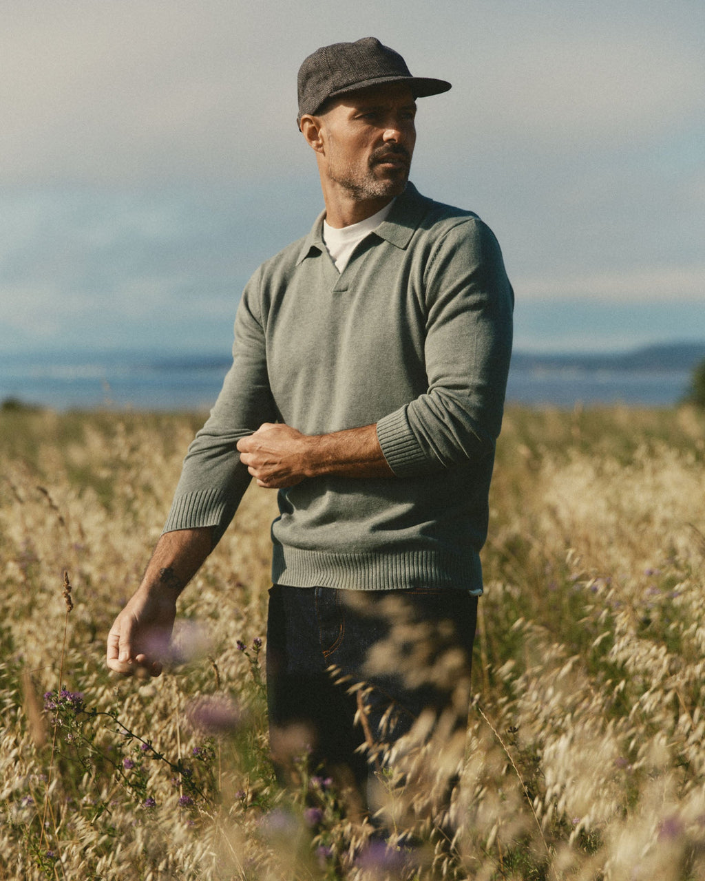 Taylor Stitch - The Long Sleeve Valencia Sweater Polo in Olive