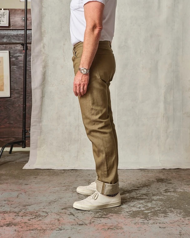Tellason - Ankara Straight Leg Olive/Brown Selvedge Jean