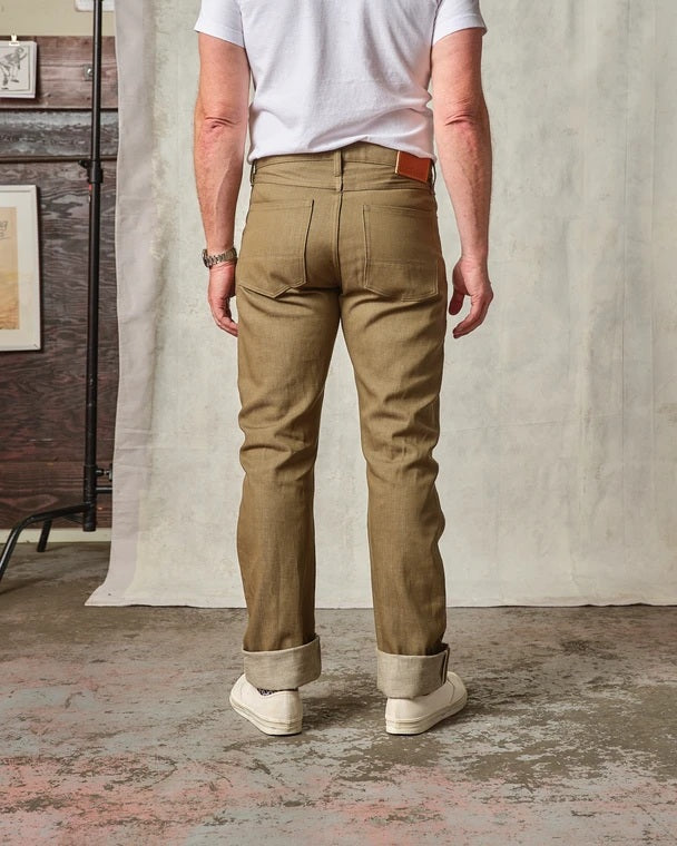 Tellason - Ankara Straight Leg Olive/Brown Selvedge Jean
