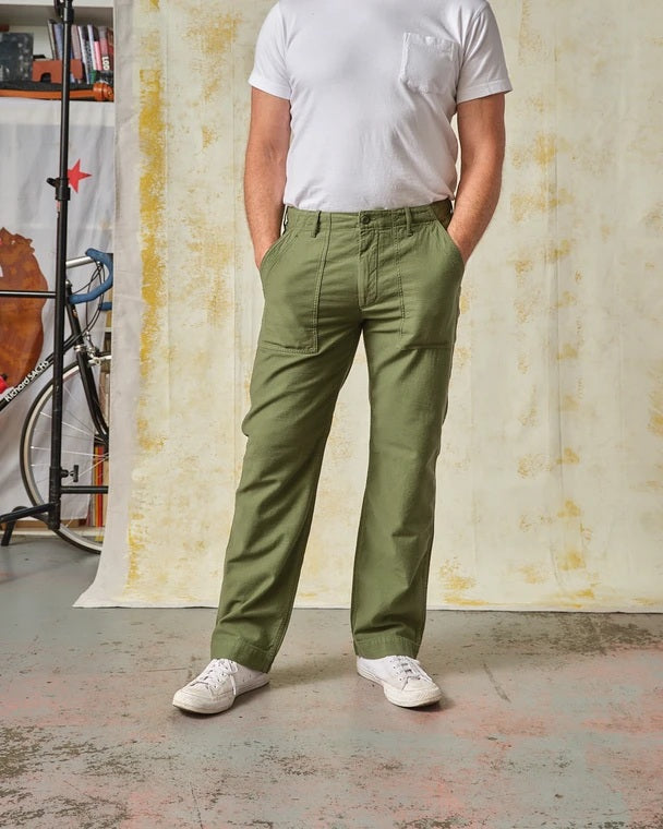 Tellason - Fatigue Pant Olive Sateen Straight Leg
