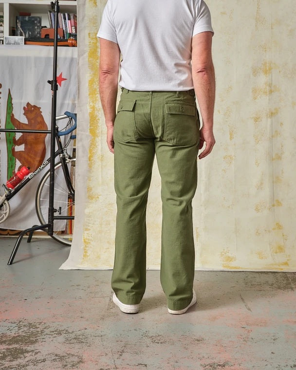 Tellason - Fatigue Pant Olive Sateen Straight Leg