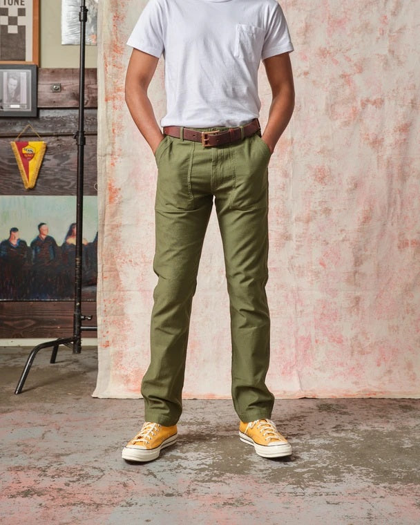 Tellason - Fatigue Pant Olive Sateen Original Tapered Leg