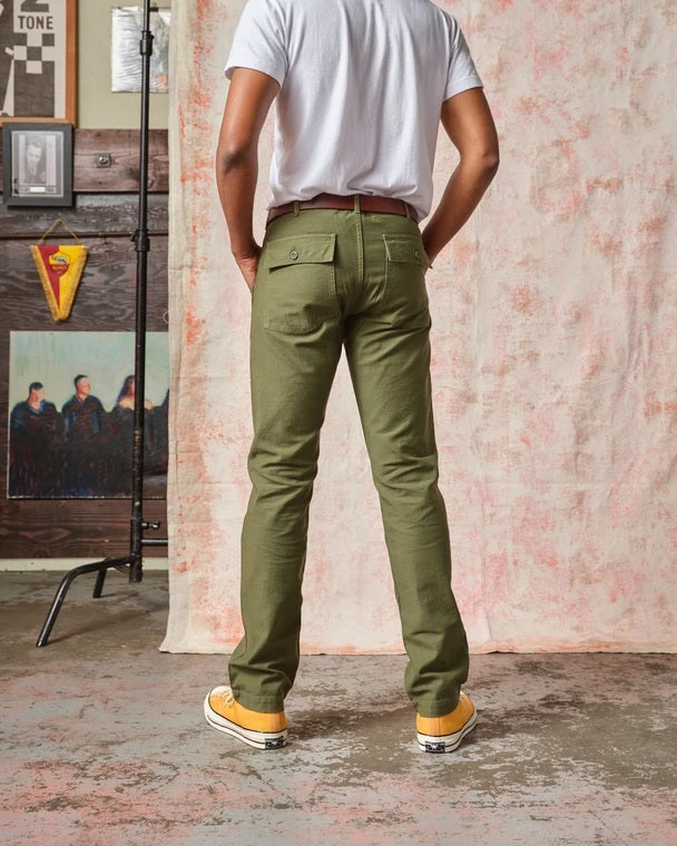 Tellason - Fatigue Pant Olive Sateen Original Tapered Leg