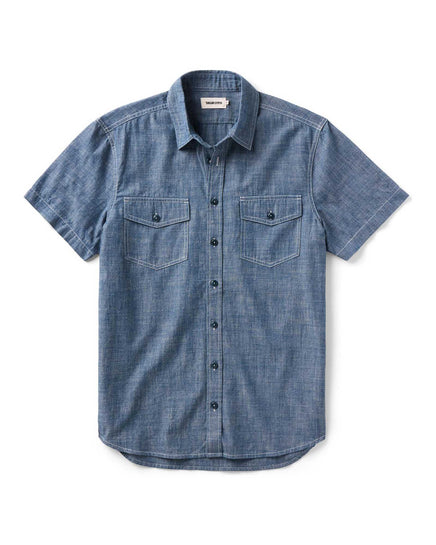 Taylor Stitch - Short-Sleeve Crew Shirt in Washed Indigo Chambray
