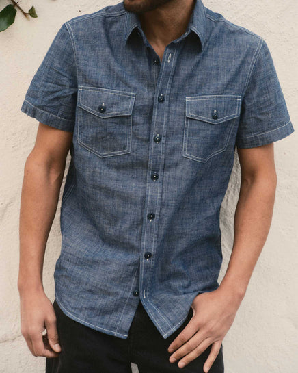 Taylor Stitch - Short-Sleeve Crew Shirt in Washed Indigo Chambray