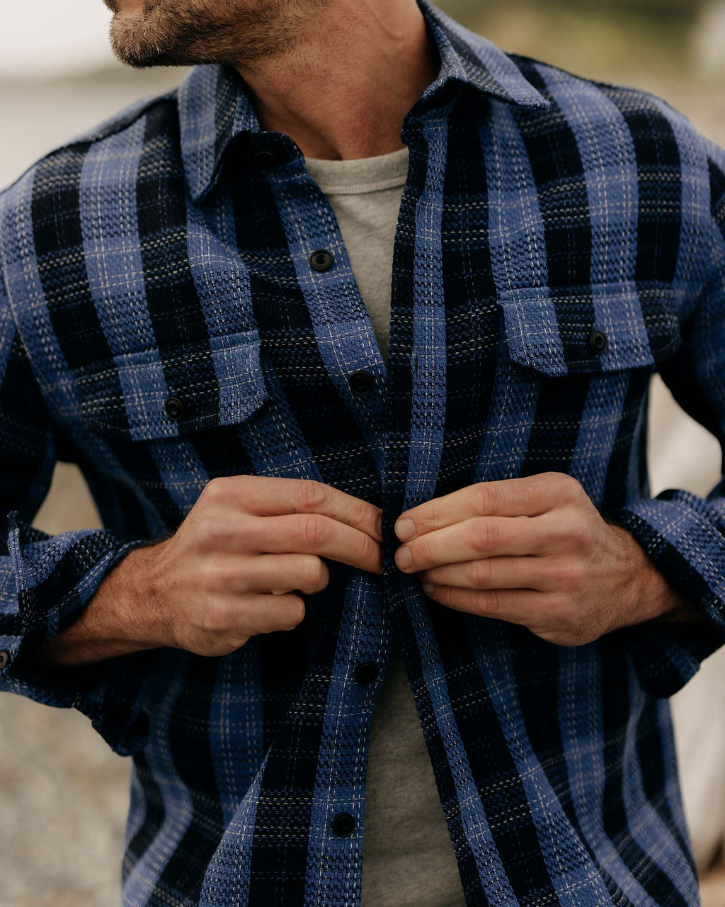 Taylor Stitch - The Division Shirt in Rinsed Indigo Plaid