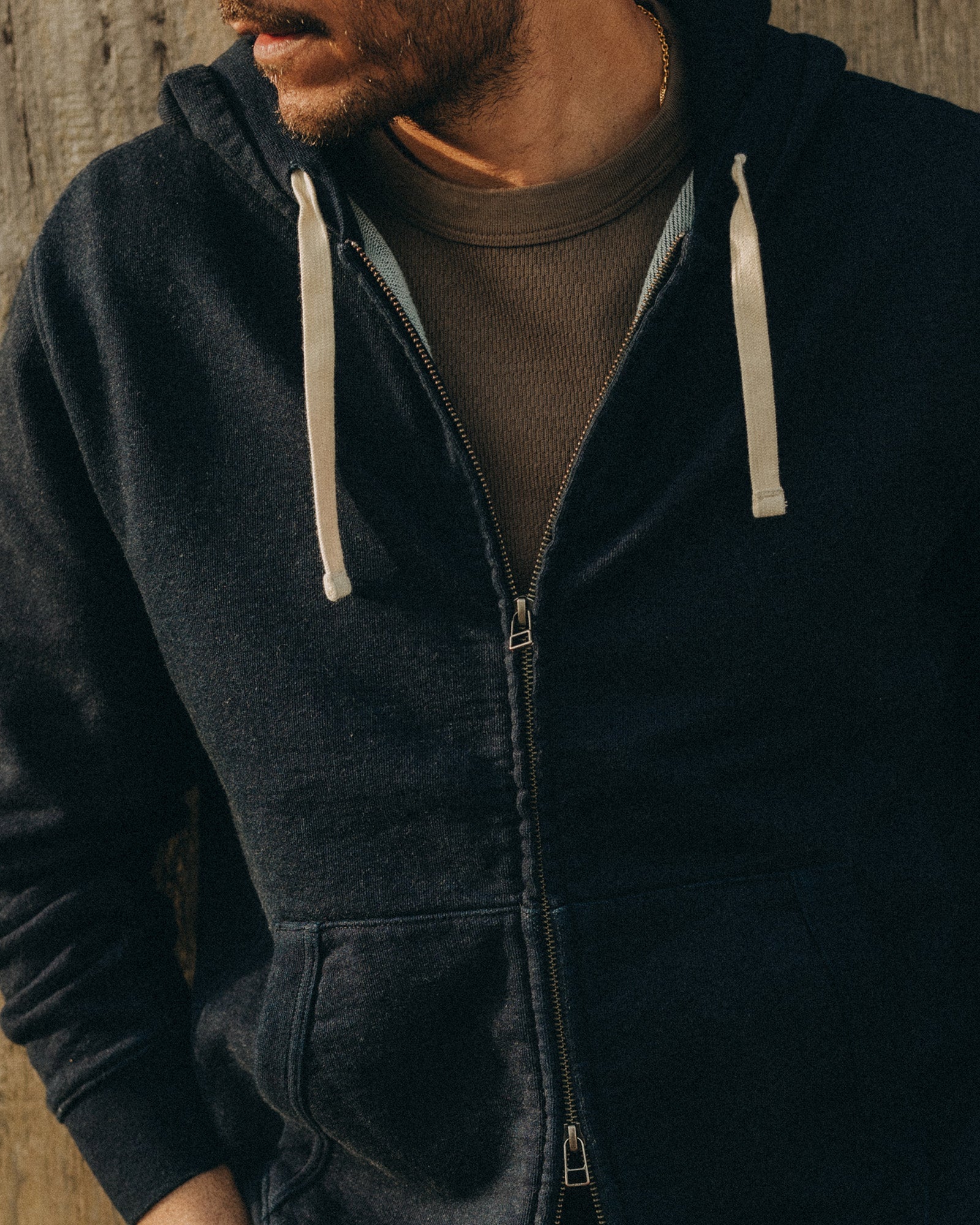 Taylor Stitch - The Après Zip Hoodie in Rinsed Indigo Terry