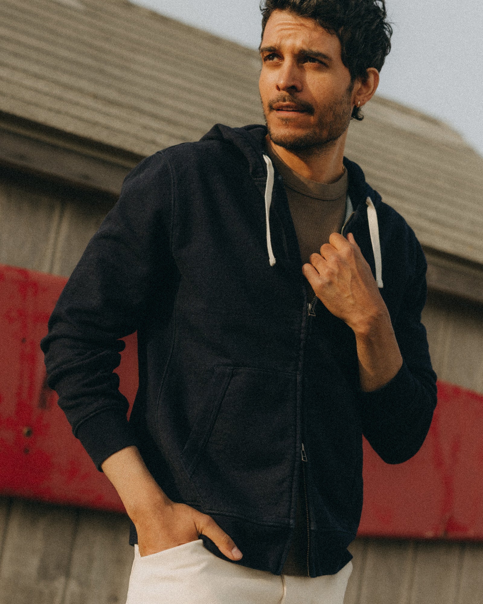 Taylor Stitch - The Après Zip Hoodie in Rinsed Indigo Terry