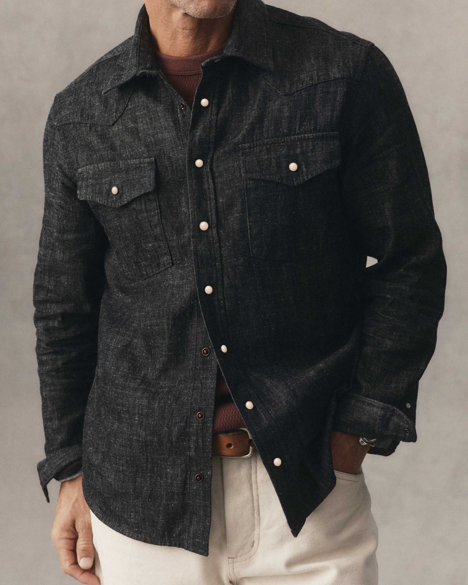 Taylor Stitch - The Glacier Shirt in Black Indigo Hemp Denim