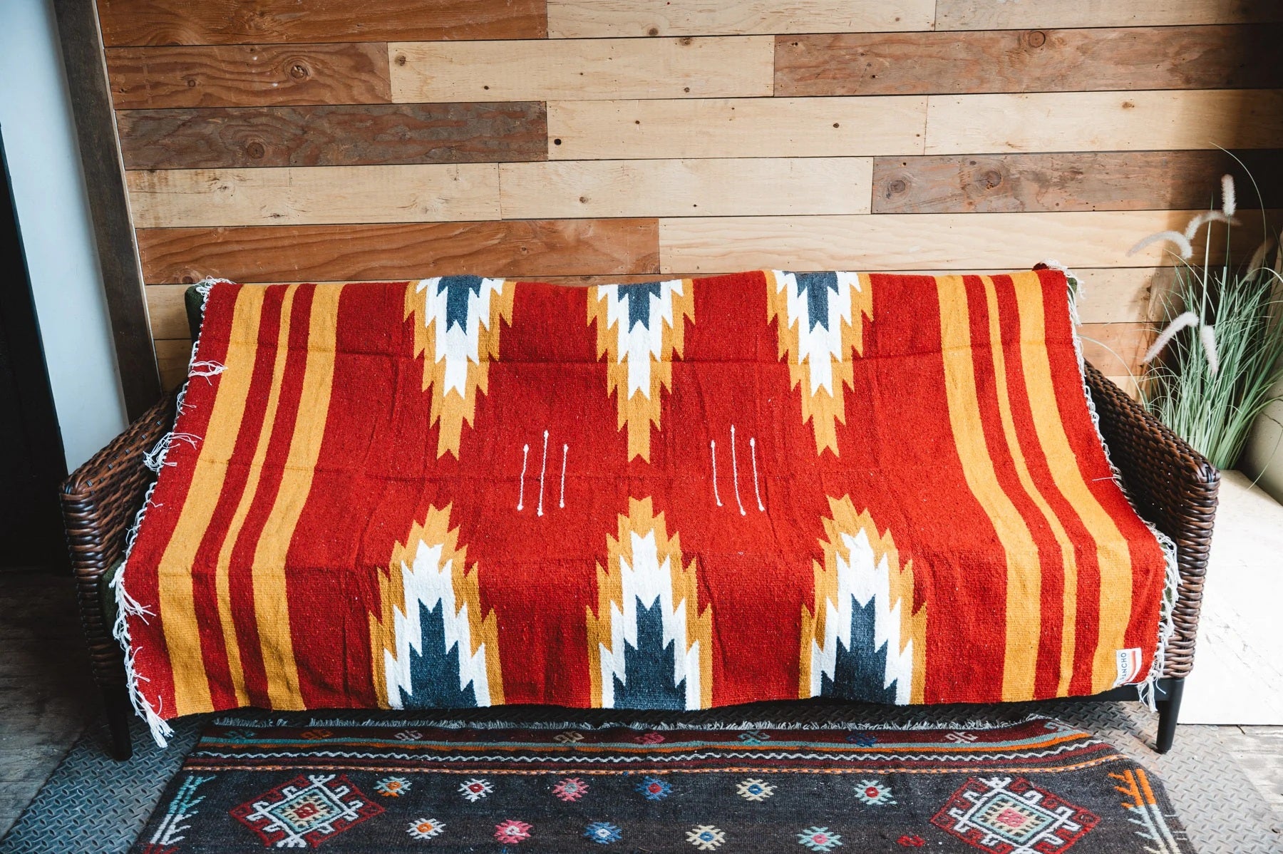 El Rancho Supply - Relampago - Red/Yellow/Black Handwoven Throw Blanket