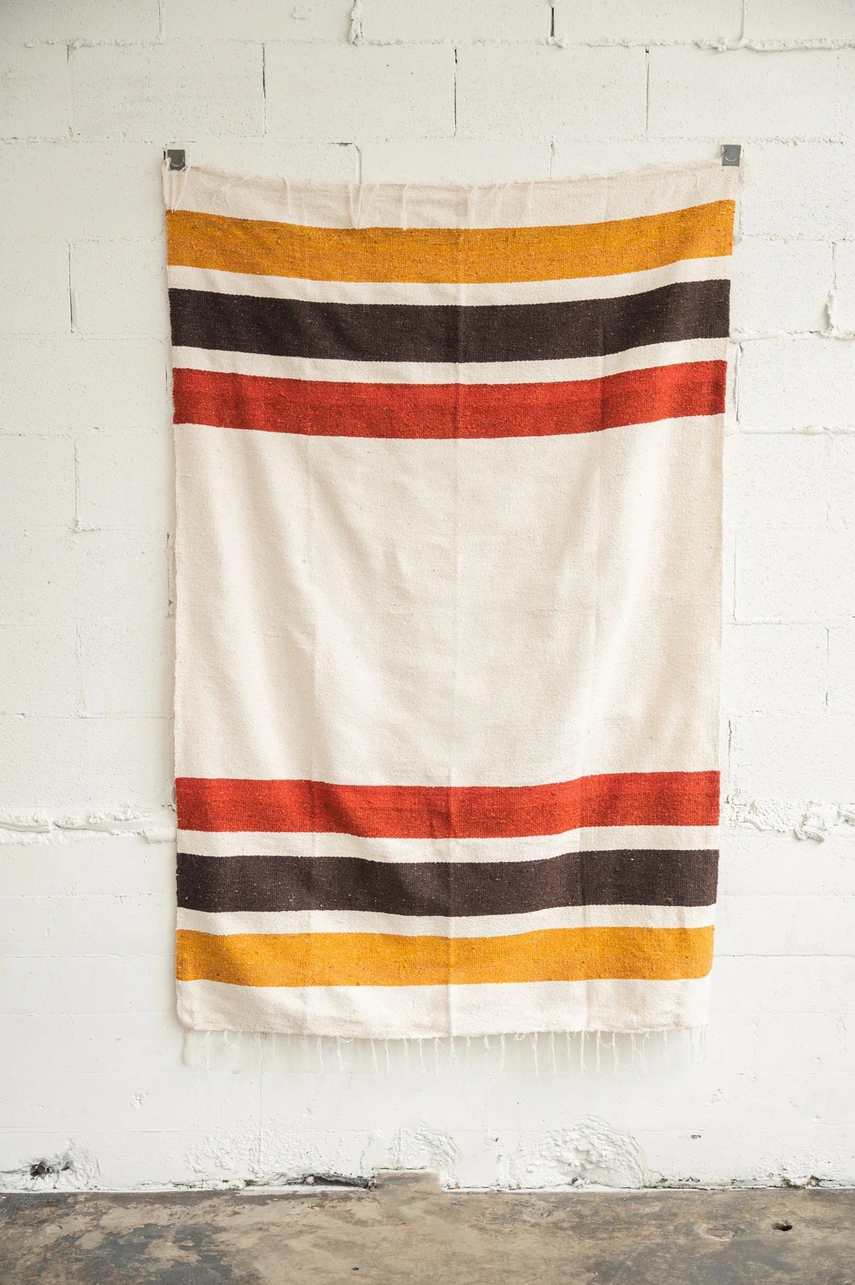 El Rancho Supply - Las Rayas - Gold/Brown/Rust Handwoven Throw Blanket
