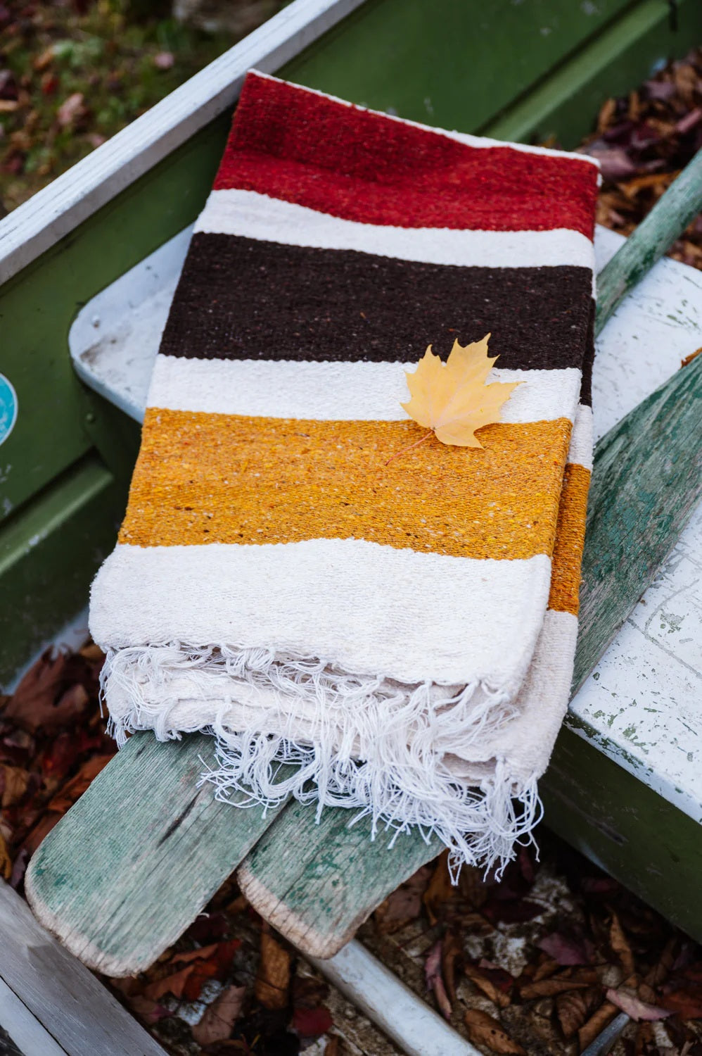 El Rancho Supply - Las Rayas - Gold/Brown/Rust Handwoven Throw Blanket