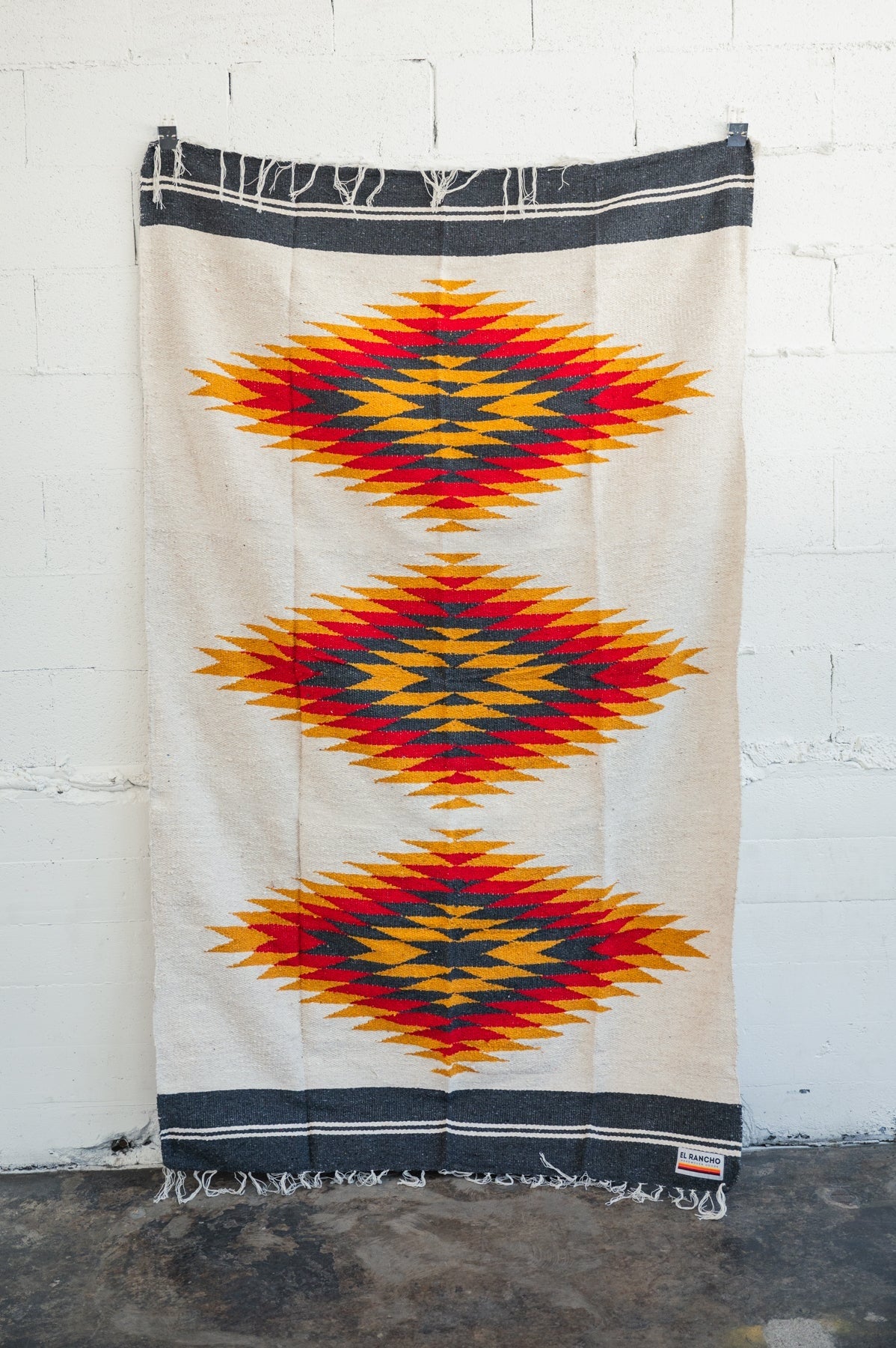 El Rancho Supply - Tres Diamantes - Red/Yellow/Black Handwoven Throw Blanket